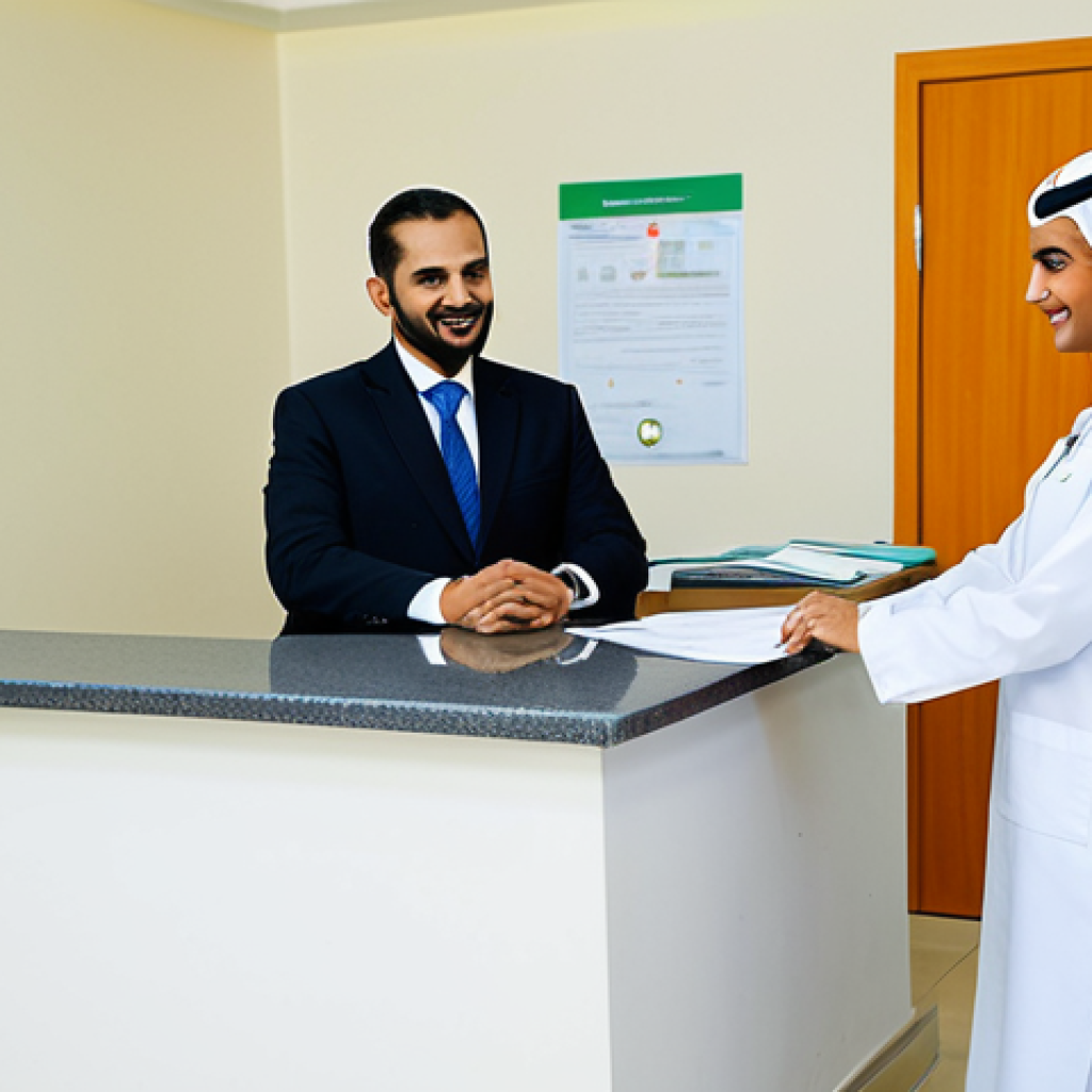 허리디스크 재활센터 비용 - **

"A modern rehabilitation center reception area in Saudi Arabia. A friendly receptionist in profe...