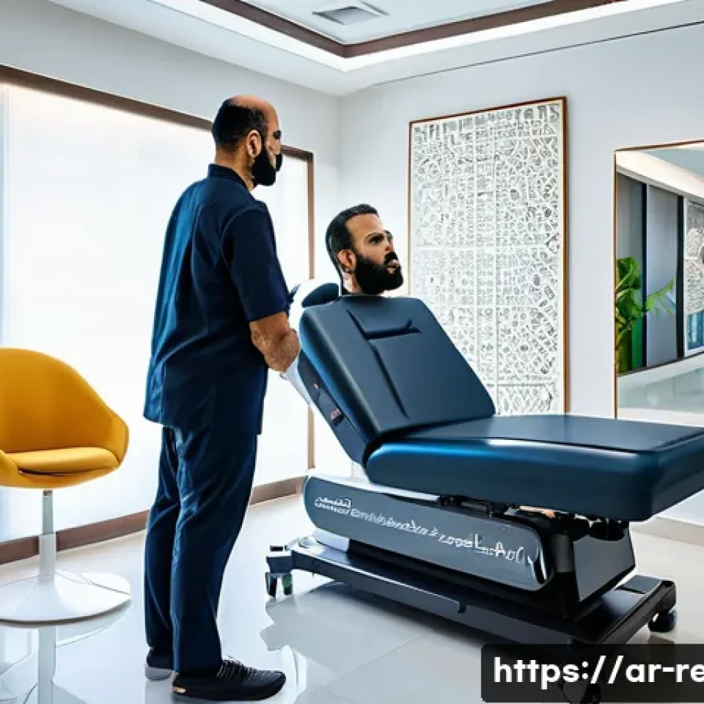 재활의학과 상담 비용 - A modern rehabilitation clinic in Riyadh, Saudi Arabia, showcasing a diverse group of patients recei...